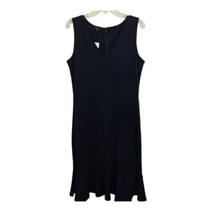 Talbots Dress Navy Blue Sleeveless Faux Wrap Top Flounce Hem NWT Size Large